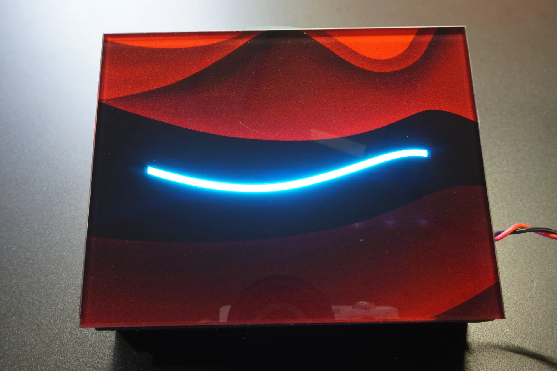 Glass slider interaction with bright neon line feedback